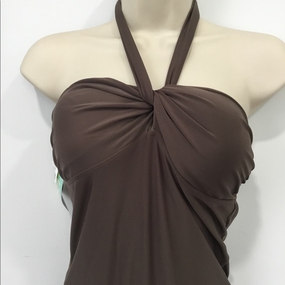 AGUA DOCE Chocolate Swimsuit Halter Medium Made in Brazil NEW - Picture 2 of 16